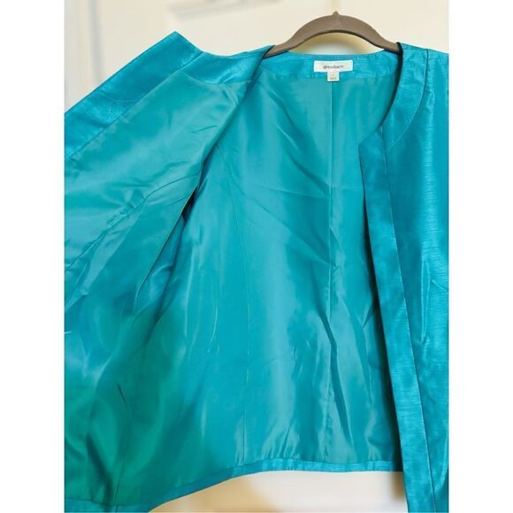 Dressbarn Women’s Size Large Turquoise Open Front Blazer Business Casual GUC - Picture 5 of 13